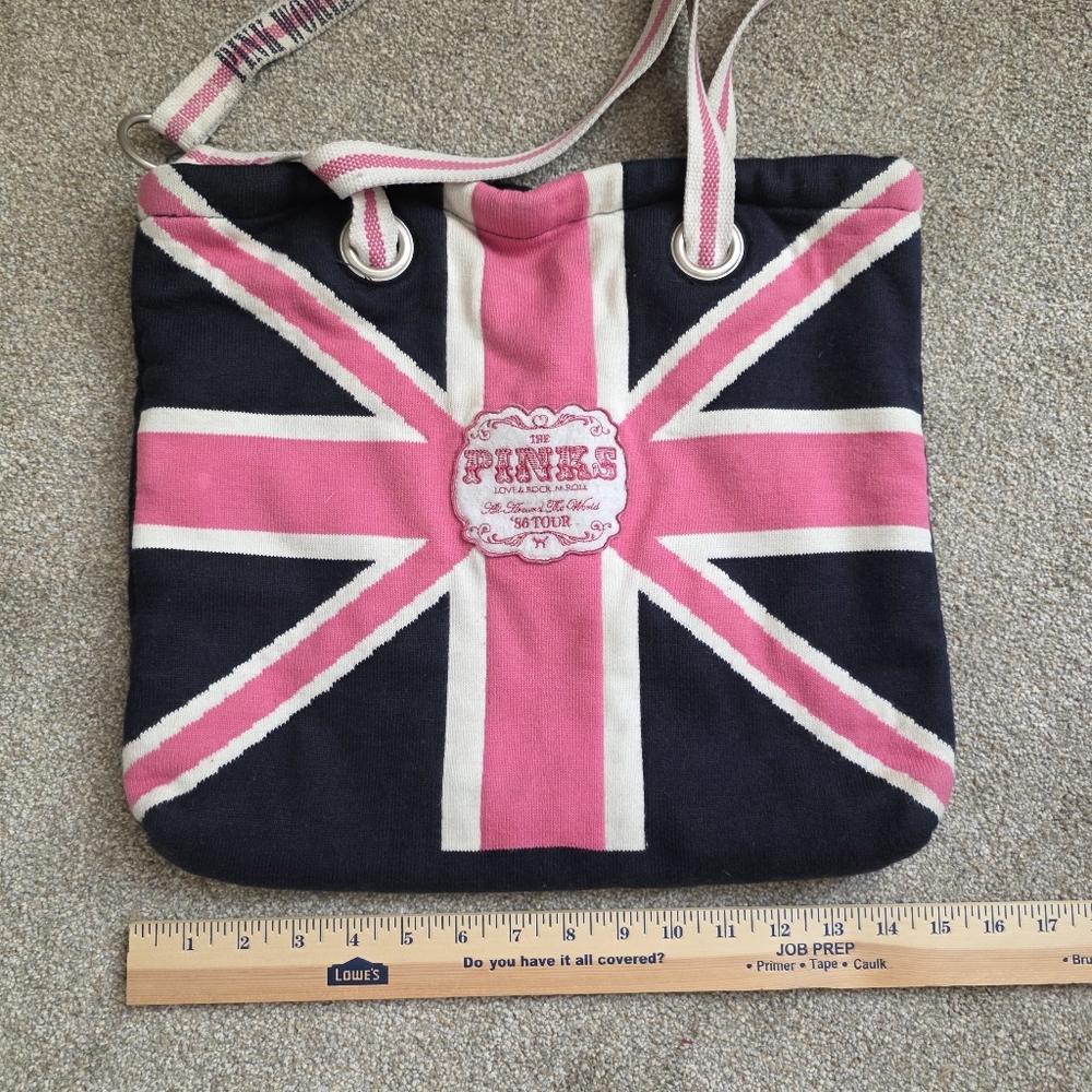 PINK Victorias Secret '86 Tour  Navy Pink Union Jack Tote - Picture 3 of 7